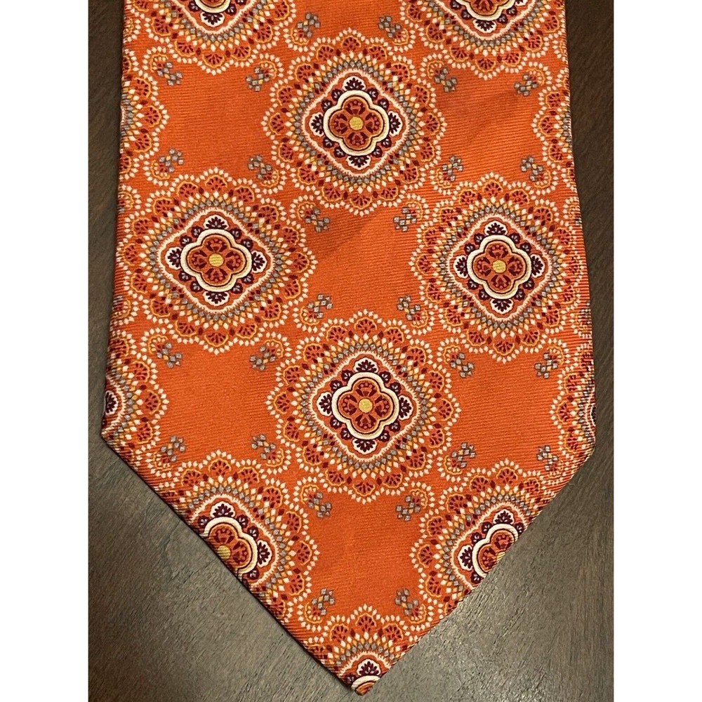 Vera Bradley For Baekgaard Orange 100% Silk Men’s Neck Tie Made In China